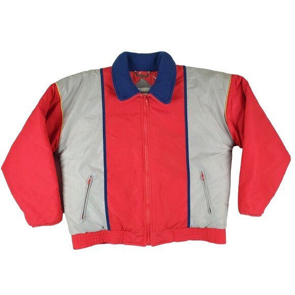 Vtg McGregor Men Large Nylon Insulated Puffer Retro 90"s Hippie Zip Jacket - Picture 1 of 11